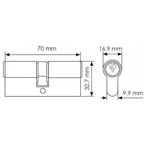 Цилиндровый механизм ключ-ключ MORELLI 70C PG золото