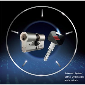 Цилиндровый механизм Cisa RS5 0R3M7.90.0.12 (80 мм) 50x30, никель, 5 ключей, асимметричный, под вертушку (длинный шток 65 мм)