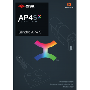 Цилиндровый механизм Cisa AP4S 0P3S7.92.0.12 (85 мм) 55x30, никель, 5 ключей, асимметричный, под вертушку (длинный шток 65 мм)