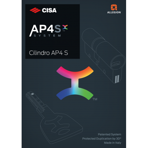 Цилиндровый механизм Cisa AP4S 0P3S7.87.0.12 (90 мм) 60x30, никель, 5 ключей, асимметричный, под вертушку (длинный шток 65 мм)