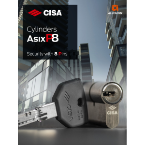 Цилиндровый механизм Cisa AsixP8 PRO 0Q317.90.0.12.SD (80 мм) 50x30T, никель, 5+1 ключей, асимметричный, под вертушку (длинный шток 65 мм)