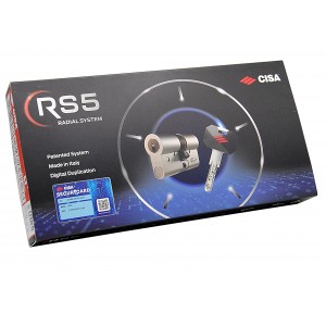 Цилиндровый механизм Cisa RS5 0R3M7.81.0.12 (65 мм) 35x30, никель, 5 ключей, асимметричный, под вертушку (длинный шток 65 мм)