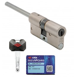 Цилиндровый механизм Cisa RS5 0R3M7.07.0.12.C5 (60 мм) 30x30T, никель, 5 ключей, симметричный, под вертушку (длинный шток 65 мм)