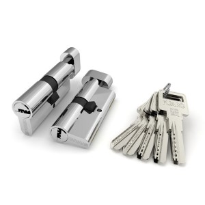 Цилиндровый Fuaro (Фуаро) механизм (R602/90) R6002Knob90(35+10+45) CP хром 5Key с вертушкой