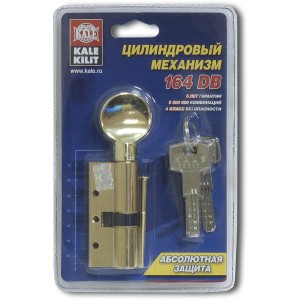 Цилиндровый механизм Kale kilit (Кале килит) с вертушкой 164 DBM-E/90 (40+10+40) mm никель 5 кл. БЛИСТЕР