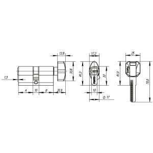 Цилиндровый Punto (Пунто) механизм (Z402/110) Z4002Knob110(50+10+50) с вертушкой CP хром