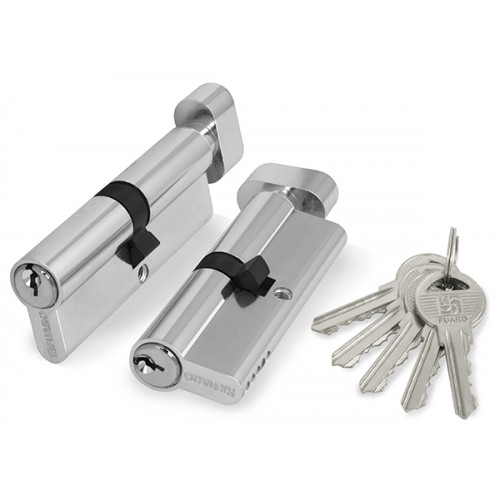 Цилиндровый Fuaro (Фуаро) механизм (100 ZM/60) 1000ZMKnob60(25+10+25) CP хром 5Key с вертушкой