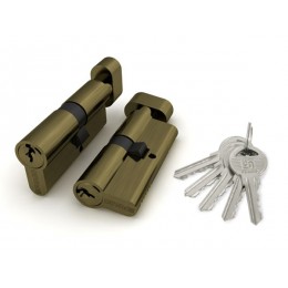 Цилиндровый Fuaro (Фуаро) механизм (100 ZM/60) 1000ZMKnob60(25+10+25) AB бронза 5Key с вертушкой