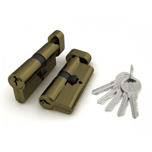Цилиндровый Fuaro (Фуаро) механизм (100 ZM/70) 1000ZMKnob70(30+10+30) AB бронза 5Key с вертушкой