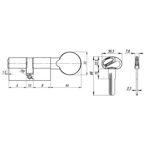 Цилиндровый Fuaro (Фуаро) механизм (D-PRO502/110) D-PRO5002Knob110(50+10+50) CP хром 5Key
