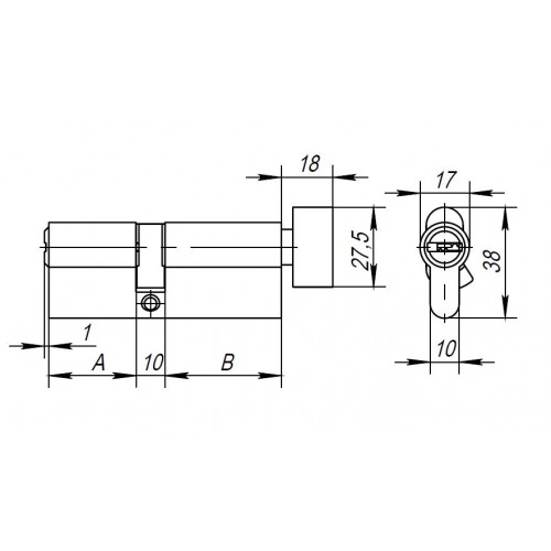 Цилиндровый Ajax (Аякс) механизм (AX202/100) AX2002Knob100 (50+10+40) CP хром с вертушкой