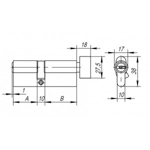 Цилиндровый Ajax (Аякс) механизм (AX202/100) AX2002Knob100 (40+10+50) CP хром с вертушкой