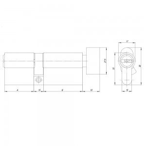 Цилиндровый Ajax (Аякс) механизм (AZ202/60) AZ2002Knob60 (25+10+25) CP хром