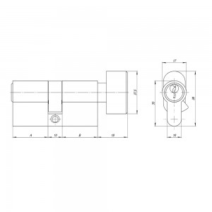 Цилиндровый Ajax (Аякс) механизм (AZ102/100) AZ1002Knob100 (40+10+50) CP хром