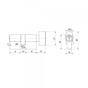 Цилиндровый Ajax (Аякс) механизм (AX102/60) AX1002Knob60 (25+10+25)/HD AB бронза 4Key с вертушкой