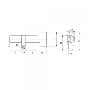 Цилиндровый Ajax (Аякс) механизм (AX102/70) AX1002Knob70 (30+10+30)/HD AB бронза 4Key с вертушкой