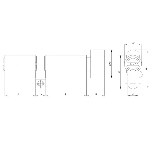 Цилиндровый Ajax (Аякс) механизм (AZ202/80) AZ2002Knob80 (40+10+30) CP хром с вертушкой