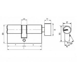 Цилиндровый механизм ABUS D12R430 ключ/вертушка NI матовый никель (5 ключей)