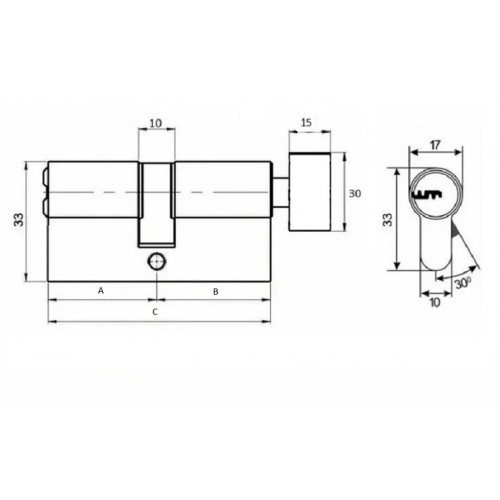 Цилиндровый механизм ABUS D12R430 ключ/вертушка NI матовый никель (5 ключей)