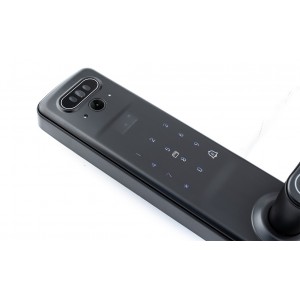 Умный полуавтоматический замок с ручками и Face ID Gimmel F35 DM60 Tuya черный матовый