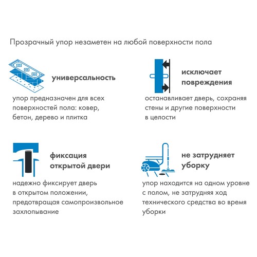 Упор Armadillo (Армадилло) дверной скрытый STELS TR Прозрачный