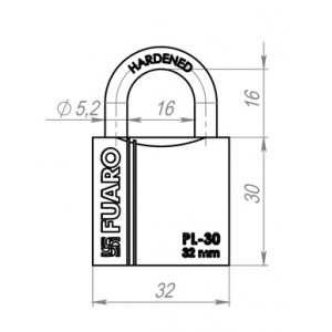 Замок Fuaro (Фуаро) навесной PL-PROTEC-3032 3key (PL-3032) англ. /блистер