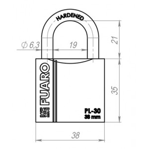 Замок Fuaro (Фуаро) навесной PL-PROTEC-3038 3key (PL-3038) англ. /блистер