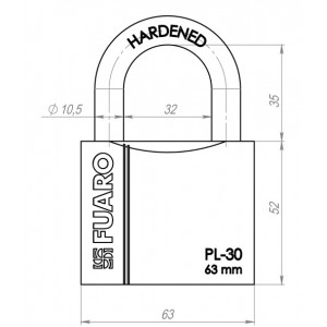 Замок Fuaro (Фуаро) навесной PL-PROTEC-3063 3key (PL-3063) англ. /блистер