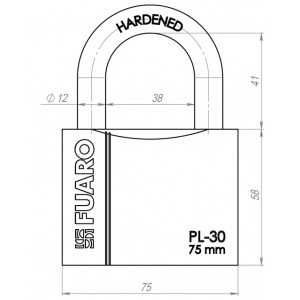 Замок Fuaro (Фуаро) навесной PL-PROTEC-3075 3key (PL-3075) англ. /блистер
