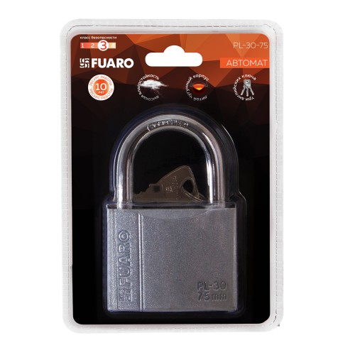 Замок Fuaro (Фуаро) навесной PL-PROTEC-3075 3key (PL-3075) англ. /блистер