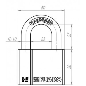 Замок Fuaro (Фуаро) навесной PL-PROTEC-2550 4 fin key (PL-2550) фин. /блистер