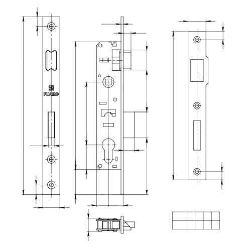 Корпус Fuaro (Фуаро) узкопрофильного замка с защелкой PROF153-30/85 (153-30/85) CP хром