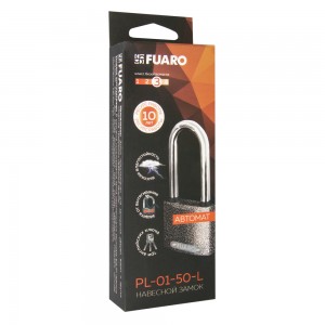 Замок Fuaro (Фуаро) навесной PL-UNI-0163-L (PL-01-63-L) 3key англ. /блистер