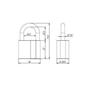 Замок Ajax (Аякс) навесной PD-4050 (PD-40-50) 3 fin key /коробка