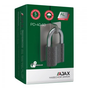 Замок Ajax (Аякс) навесной PD-4060 (PD-40-60) 3 fin key /коробка