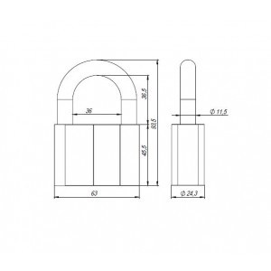 Замок Ajax (Аякс) навесной PD-4070 (PD-40-70) 3 fin key /коробка