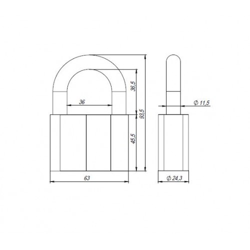 Замок Ajax (Аякс) навесной PD-4070 (PD-40-70) 3 fin key /коробка