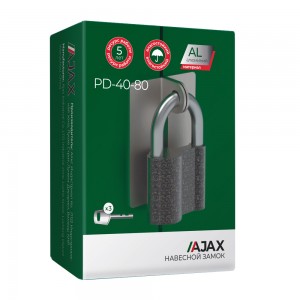 Замок Ajax (Аякс) навесной PD-4080 (PD-40-80) 3 fin key /коробка