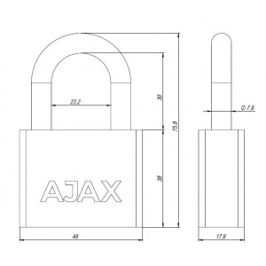 Замок Ajax (Аякс) навесной PD-3050 (PD-30-50) 3 fin key /блистер