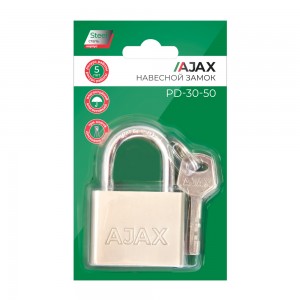 Замок Ajax (Аякс) навесной PD-3050 (PD-30-50) 3 fin key /блистер