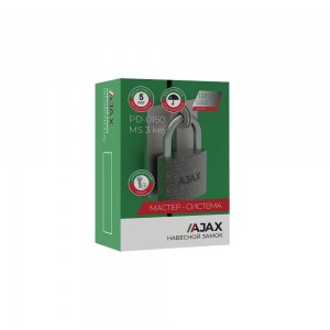 Замок Ajax (Аякс) навесной PD-0150 MS 3 key англ./коробка