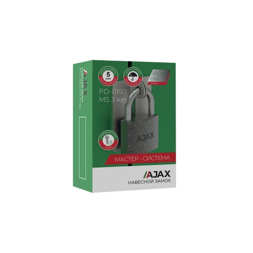 Замок Ajax (Аякс) навесной PD-0150 MS 3 key англ./коробка