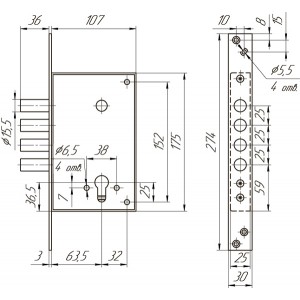 Корпус Mettem (Меттэм) врезного замка ЗВ1 711.0.0 (никель)