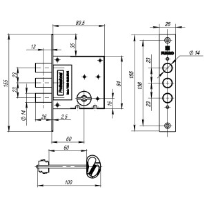 Замок Fuaro (Фуаро) врезной сувальдный MDV10/S-60.00.3R14 4key