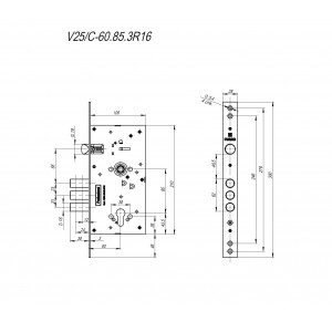 Корпус Fuaro (Фуаро) врезного замка c защёлкой MDV25/C-60.85.3R16