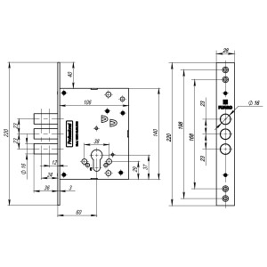 Корпус Fuaro (Фуаро) врезного замка MDV25/C-60.00.3R16