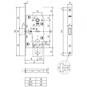 Корпус AGB (АГБ) замка магнит. под цил. MEDIANA POLARIS B06103.50.03.567 с отв. планкой B02402.05 (лат)