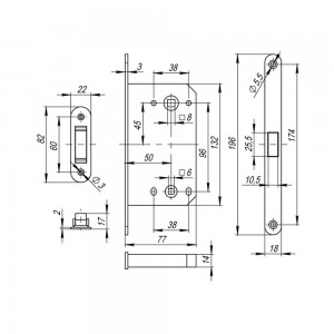 Корпус Fuaro (Фуаро) врезного замка MAGNM85C-50 (M85C-50) SSC сатинированный хром