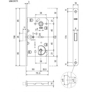 B06101.50.12.640 – Магнитный замок AGB Mediana Polaris для дверей под ключ, АНТИЧНАЯ БРОНЗА (SKIN с ответной планкой)