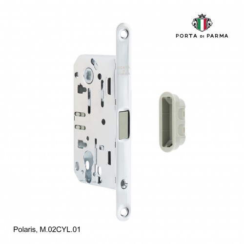 Замок врезной магнитный под цилиндр Porta Di Parma, Polaris M.02CYL.01, Полированный хром